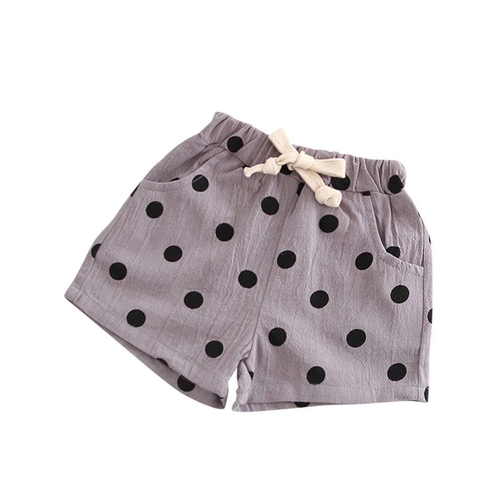 Digood Kids Sports Shorts Active Bottoms Toddler Baby Girls Boys Linen Pocket Polka Dot Elasticated Waist Shorts(Gray,1-2 Years)