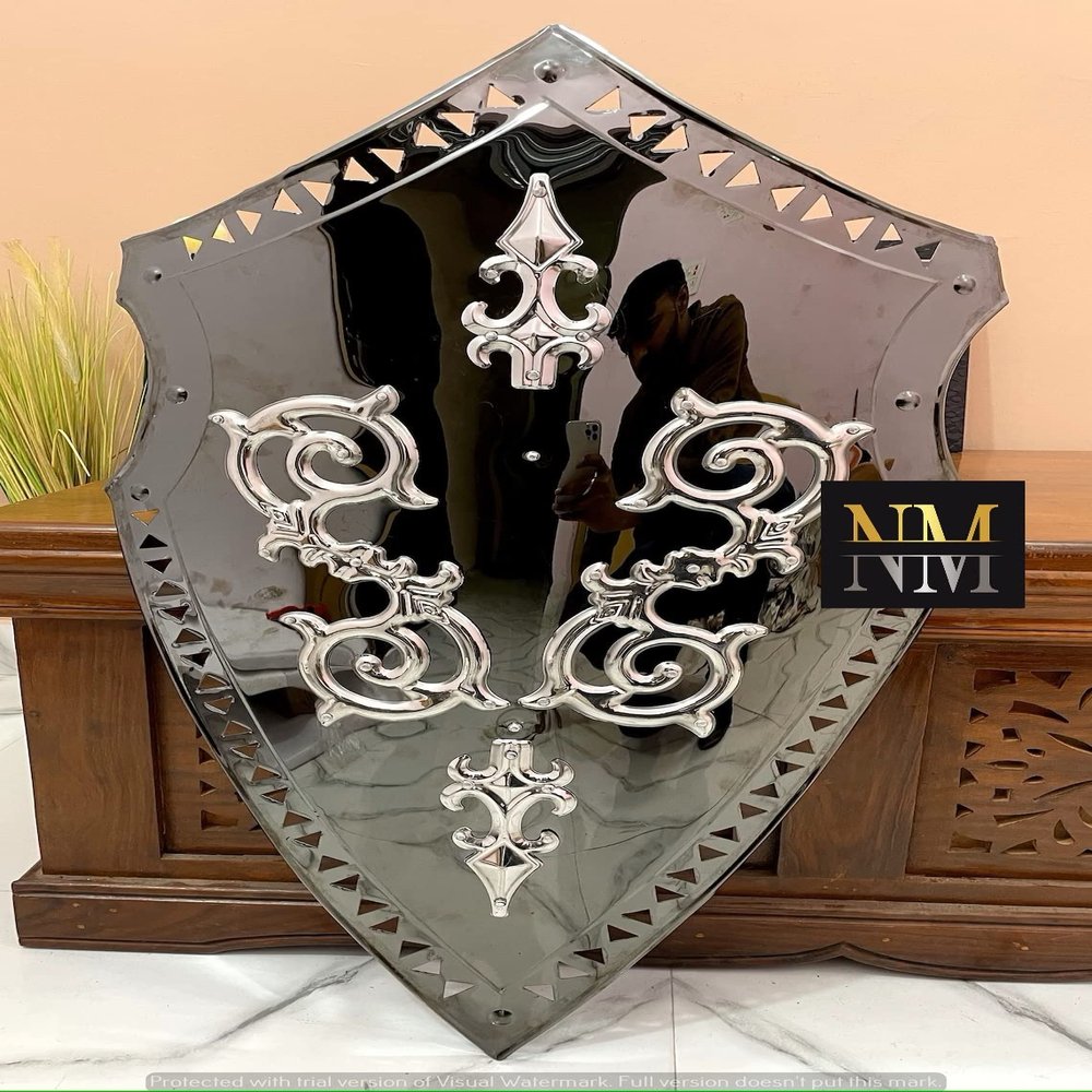30 Inch Medieval Shield LARP Templar Shield Black Steel Finish Rust Free Metal Knight Shield Light Weight Home Decor