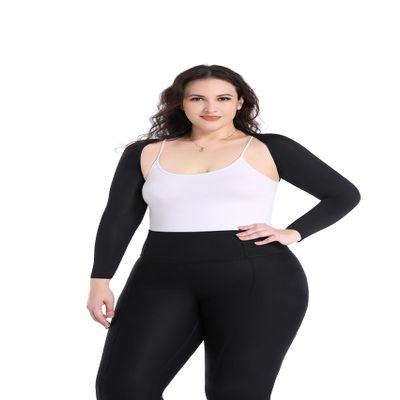 Plus Size Arm Compression Shaper Cooling Shawl Arm Sleeves Wrap Slimmer Sleeves for Women Sun Protection Comfortable & Breathable Anti-UV Golf & Outdoor Sports Driving Cooler Shrug (XL, Black)