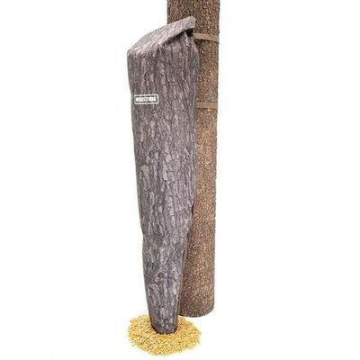 Moultrie 100 Lb Bag Feeder  Gravity-Fed Tree Hugger, No Batteries, Pine Bark Camo, Water-Resistant Fabric