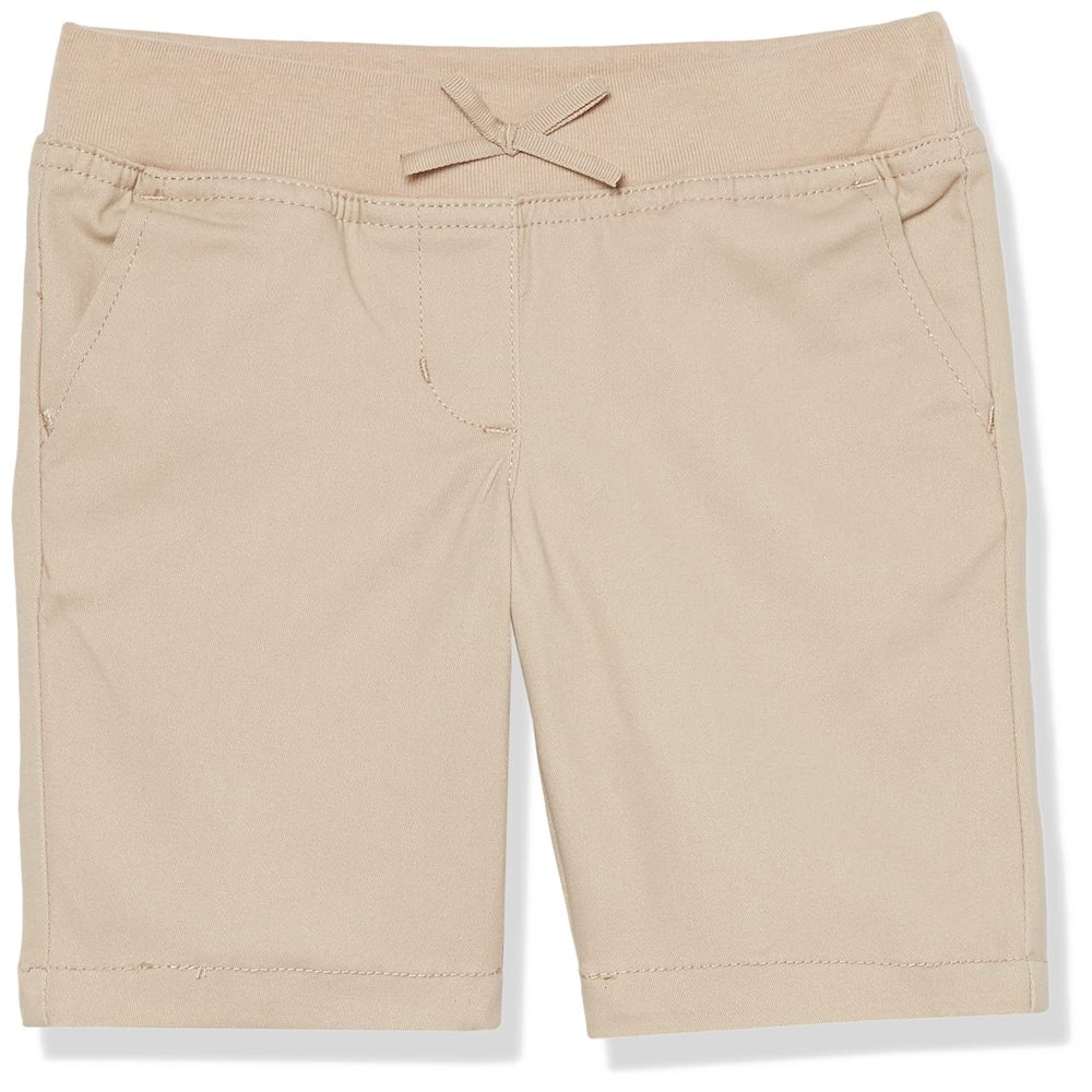 Nautica Girls' School Uniform Stretch Bermuda Short, Khaki Pull-On, 5