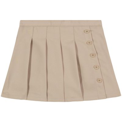 Nautica Girl's School Uniform Pleated Pull-on Scooter Skirt with Undershorts, Knit Waistband, Khaki, 2T