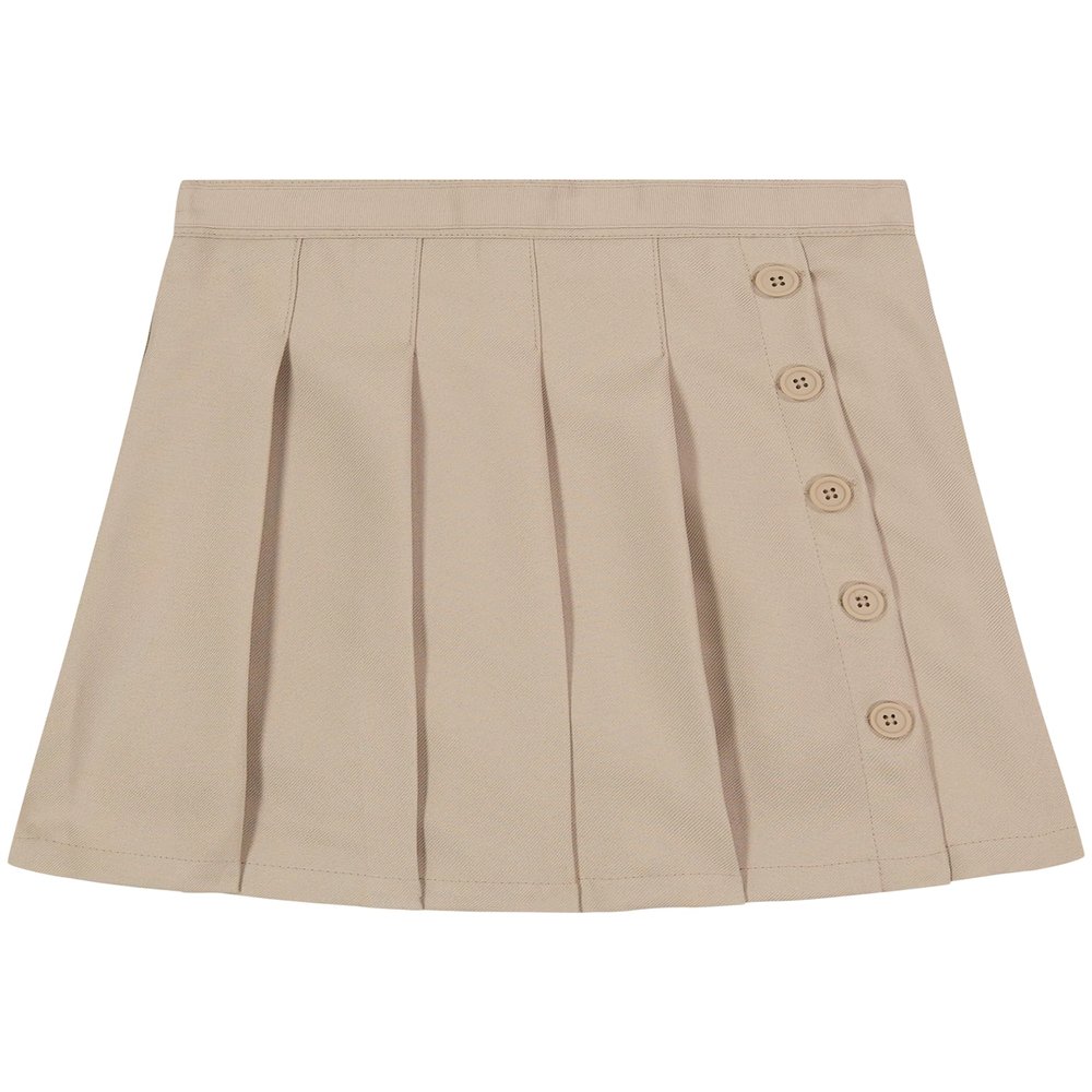 Nautica Girl's School Uniform Pleated Pull-on Scooter Skirt with Undershorts, Knit Waistband, Khaki, 2T