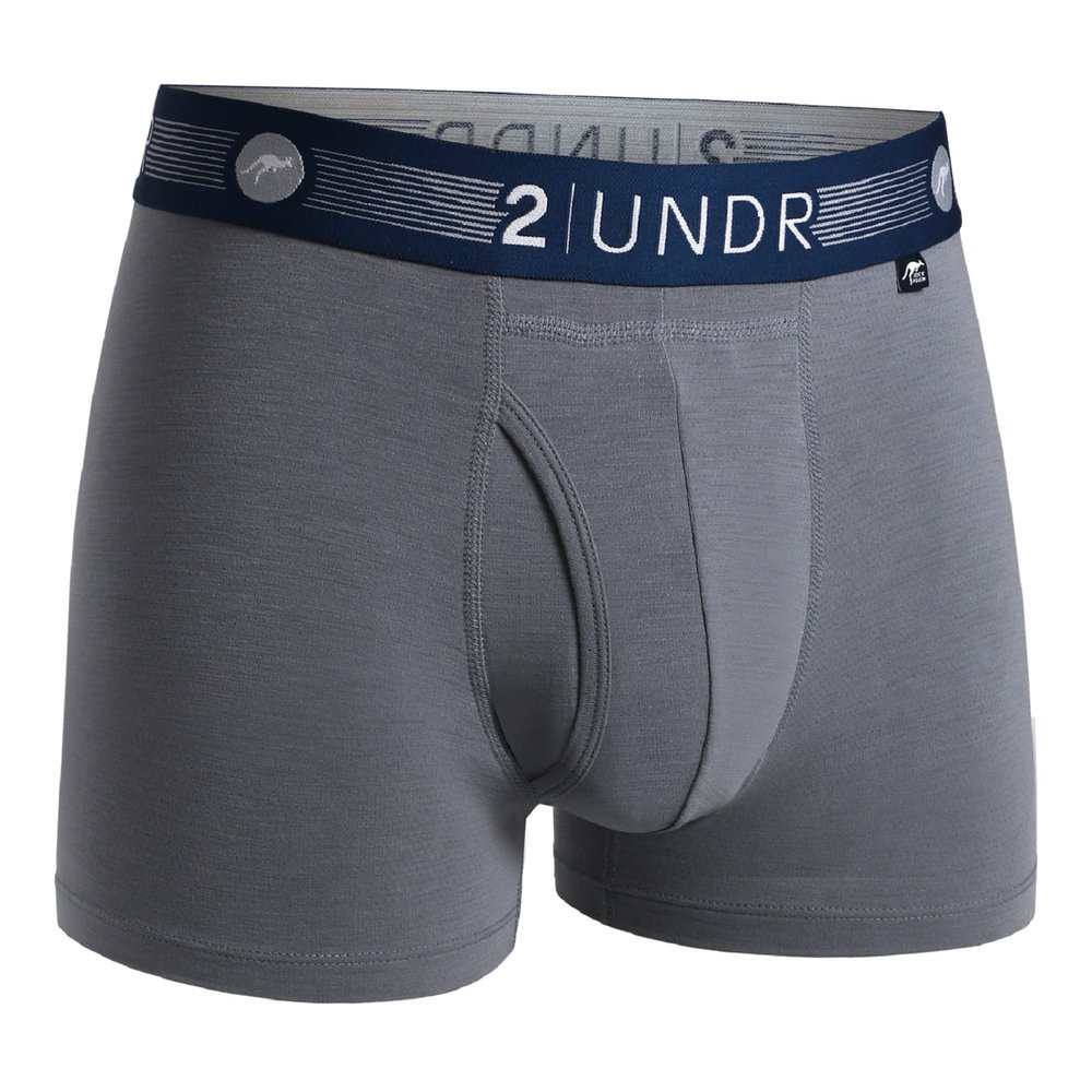 2UNDR Men's Flow Shift 3" Trunk Underwear (Grey, Small)