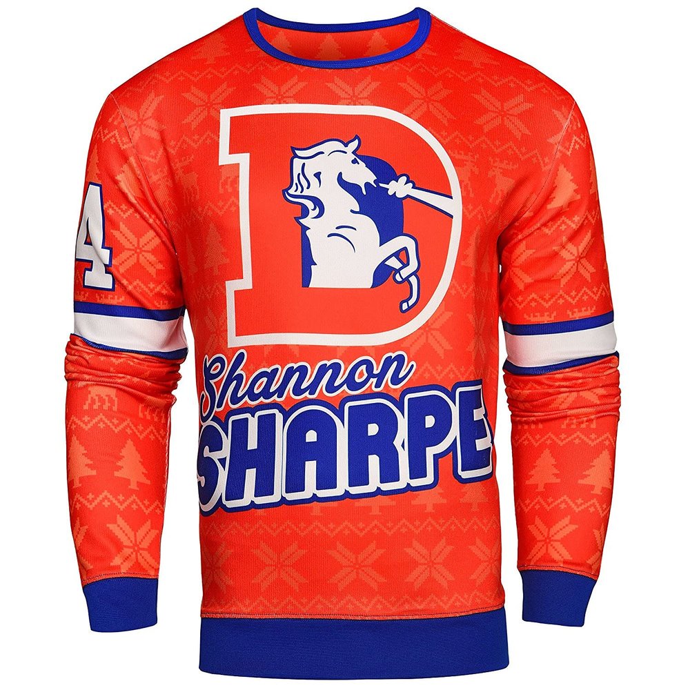 FOCO NFL Men's Retired Player Ugly Sweater, Denver Broncos-Shannon Sharpe, Medium