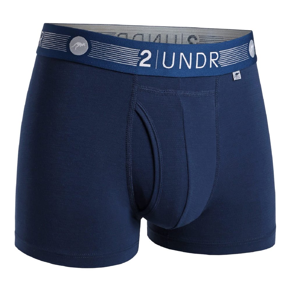 2UNDR Men's Flow Shift 3" Trunk Underwear (Navy, Large)