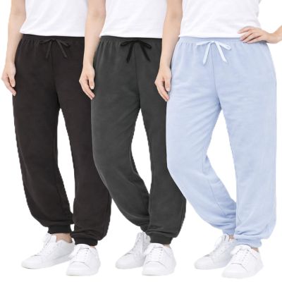 Sweet Hearts Girls Sweatpants - 3 Pack Super Soft Performance Jogger Girls Pants: Made in USA (Sizes 5-18), Size 14-16, Black/Charcoal/Light Blue