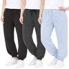 Sweet Hearts Girls Sweatpants - 3 Pack Super Soft Performance Jogger Girls Pants: Made in USA (Sizes 5-18), Size 14-16, Black/Charcoal/Light Blue view 1