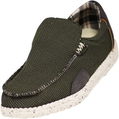 NORTY Lace Up Slip On Shoes for Men - Chukka Style Casual Shoe - Low Ankle Men's Boat Shoes - Comfortable, Lightweight Slip-on Loafer for Men, Size 12 - Olive
