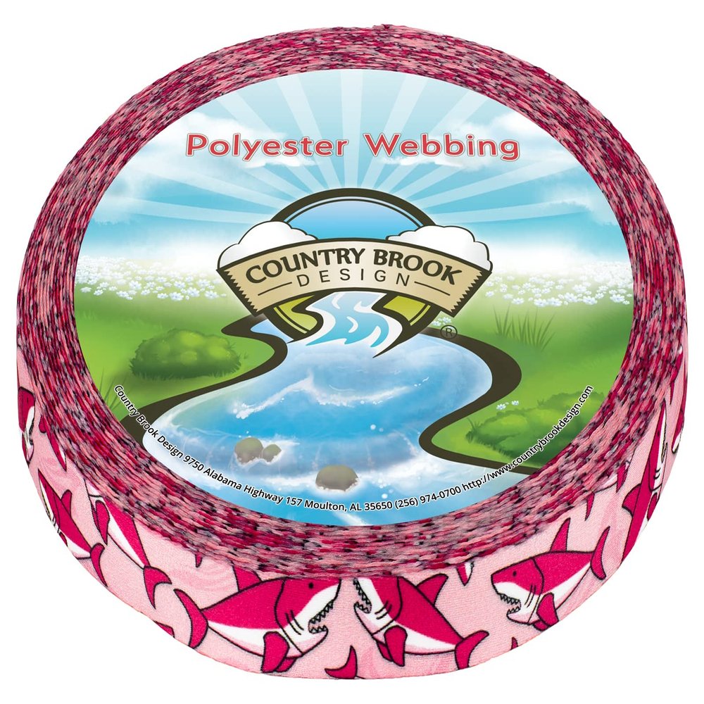 Country Brook Design - Pink Sharks Photo Quality Polyester (1/2 Inch, 50 Yards)