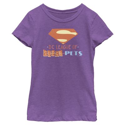 DC Comics Girls Dc Super Pets Super Logo Short Sleeve Tee T Shirt, Purple Berry, X-Small US