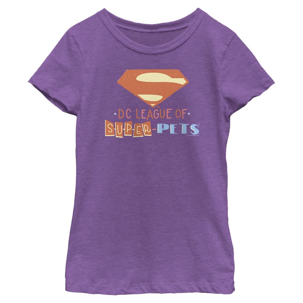 DC Comics Girls Dc Super Pets Super Logo Short Sleeve Tee T Shirt, Purple Berry, X-Small US