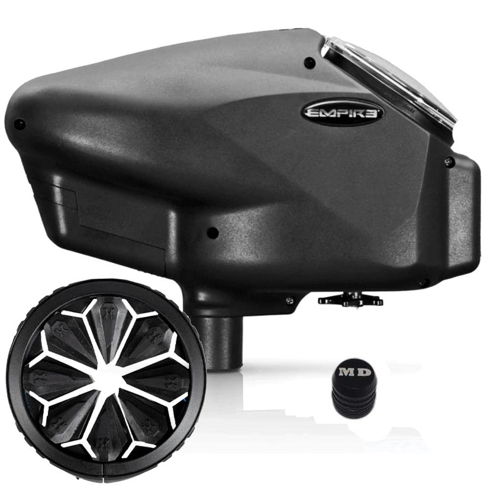 Maddog Empire Halo Too Electronic Paintball Loader with HK Army Epic Speed Feed and HPA Paintball Tank Fill Nipple Protector Accessory Package - Blackout