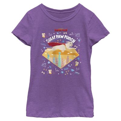 DC League of Super-Pets Girl's Krypto Badge T-Shirt, Pur Berry, X-Large