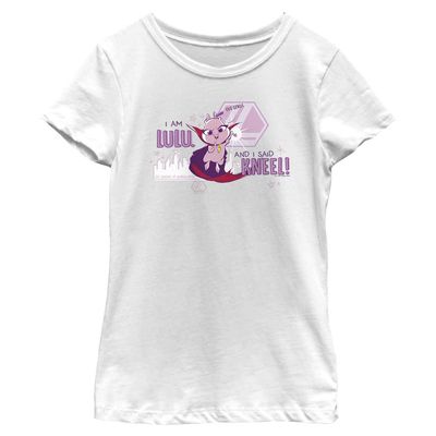 DC League of Super-Pets Girl's Kneel Before Lulu T-Shirt, White, Large