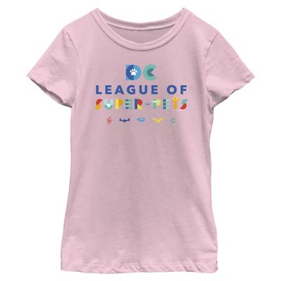 DC League of Super-Pets Girl's Super League T-Shirt, Pink, Medium