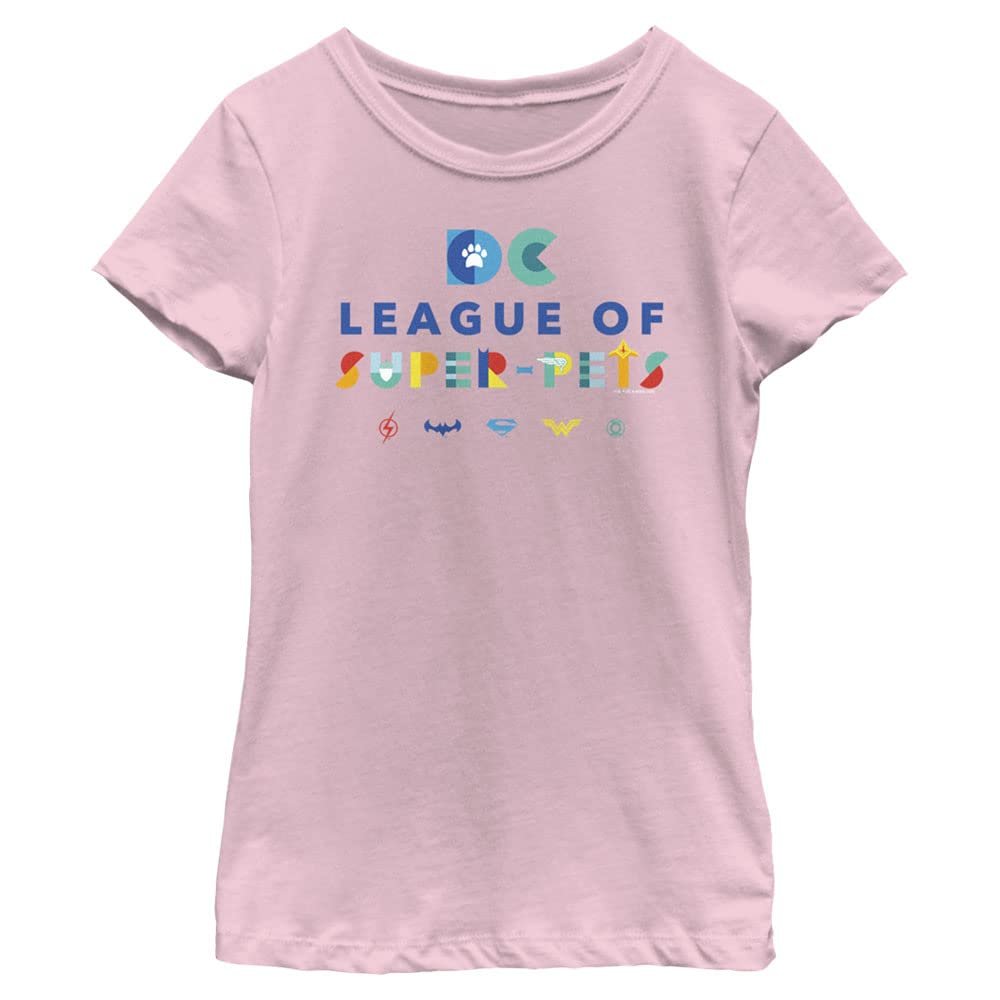 DC League of Super-Pets Girl's Super League T-Shirt, Pink, Medium