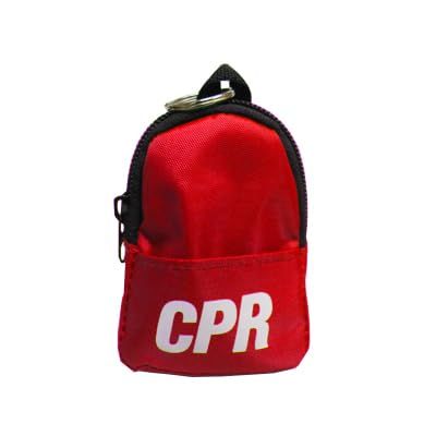 CPR Backpack Keychain w/Face Shield, Gloves, Wipes (Red)