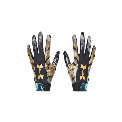 Under Armour Men's F8 Novelty Football Gloves, (005) Black/Green Breeze/White, X-Large