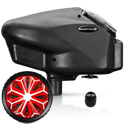 Maddog Empire Halo Too Automatic Electronic Paintball Loader with HK Army Epic Speed Feed and HPA Paintball Tank Fill Nipple Protector Accessory Package - Lava