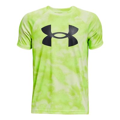 Under Armour Boys Tech Big Logo Printed Short-Sleeve T-Shirt, (370) Lime Surge / / White, X-Small