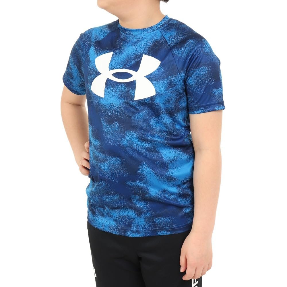 Under Armour Boys Tech Big Logo Printed Short-Sleeve T-Shirt, (471) Blue Mirage / / White, Small