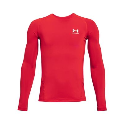 Under Armour Boys' HeatGear Armour Long-Sleeve T-Shirt, (600) Red / / White, Large