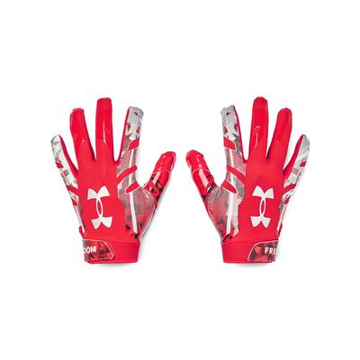 Under Armour Men's F8 Novelty Football Gloves, (601) Red/Royal/Metallic Silver, Large