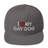 I Love My Gay Dog Owner Gift Funny Flatbrim Cap Flat Brim Snapback Hat Dark Grey view 1