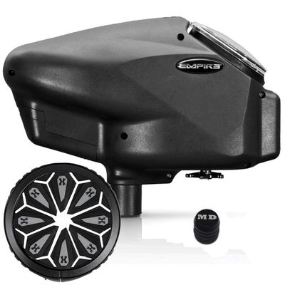 Maddog Empire Halo Too Automatic Electronic Paintball Loader with HK Army Epic Speed Feed and HPA Paintball Tank Fill Nipple Protector Accessory Package - Stealth