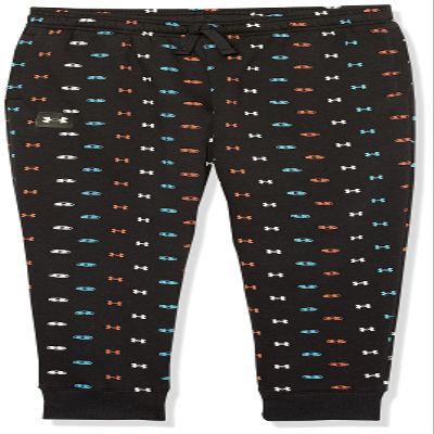 Under Armour Boys' Rival Fleece Printed Joggers, (001) Black / / Onyx White, Youth X-Large