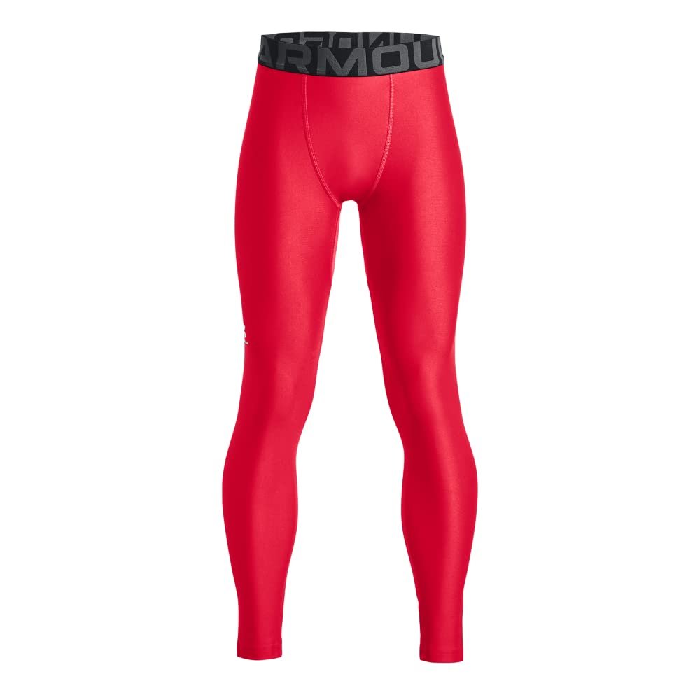 Under Armour Boys HeatGear Armour Leggings, (600) Red / / White, Large