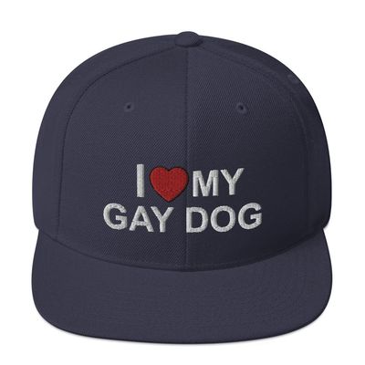 I Love My Gay Dog Owner Gift Funny Flatbrim Cap Flat Brim Snapback Hat Navy