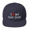 I Love My Gay Dog Owner Gift Funny Flatbrim Cap Flat Brim Snapback Hat Navy view 1