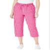 Woman Within Women's Plus Size Petite Seersucker Capri Pant - 28 W, Raspberry Sorbet Gingham view 1
