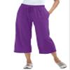 Woman Within Plus Size Petite Sport-Knit Pull-On Capri Pants - 4X, Purple Orchid view 1