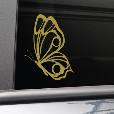 Butterfly Vinyl Decal Laptop Car Truck Bumper Window Sticker, 5.75" x 5.25", Metallic Gold Matte
