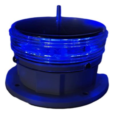 Solar Dock Warning Light 360 Degree - Super Bright Waterproof LED Light for Marine Applications - Constant On or Flashing (BLUE)