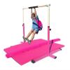 Athletic Bar Expandable Gymnastics Kip Bar 3 in 1 Set with Balance Beam, 6'x4' Mat for Kids, Horizontal Bar Junior Gymnastic Training Exercise for Gymnast Home Gym Height Adjustable 3 to 5 FT (Pink) view 1