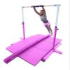 Athletic Bar Expandable Gymnastics Kip Bar 3 in 1 Set with Balance Beam, 6'x4' Mat for Kids, Horizontal Bar Junior Gymnastic Training Exercise for Gymnast Home Gym Height Adjustable 3 to 5 FT (Pink) view 2