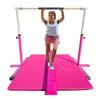 Athletic Bar Expandable Gymnastics Kip Bar 3 in 1 Set with Balance Beam, 6'x4' Mat for Kids, Horizontal Bar Junior Gymnastic Training Exercise for Gymnast Home Gym Height Adjustable 3 to 5 FT (Pink) view 3