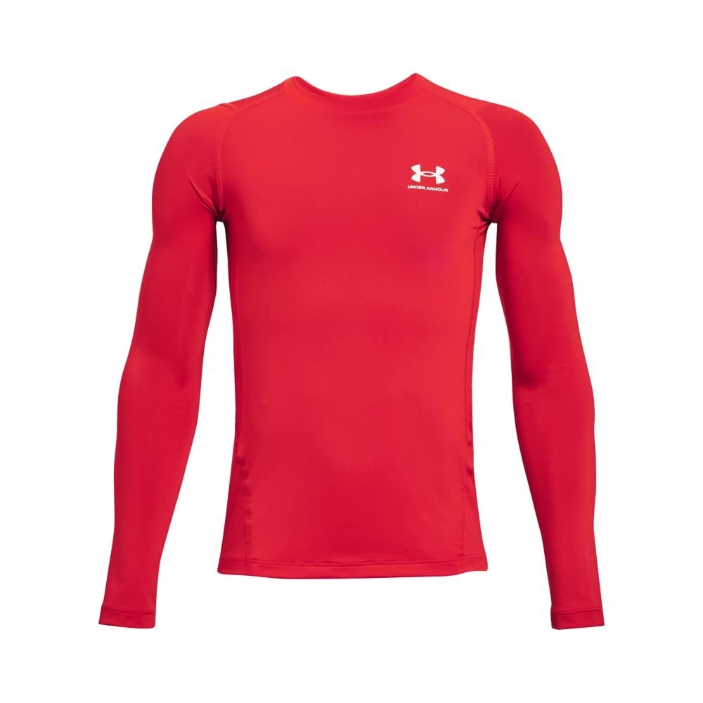 Under Armour Boys' HeatGear Armour Long-Sleeve T-Shirt, (600) Red / / White, Medium