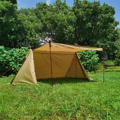 Vilemoon Lightweight Backpacking Tent 2-3 Person, 5LB Bushcraft Tent with Canopy, Waterproof Trekking Pole Tent, Camping Shelter, Hiking Tent with 4 Poles (Brown)