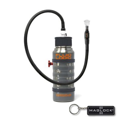 FLUIDLOGIC Wave Stainless Steel Hydration Bottle w/Quick Release Universal Rollbar Mount & Hardware For UTV, SxS and Other Offroad Vehicles (32oz) with Keychain