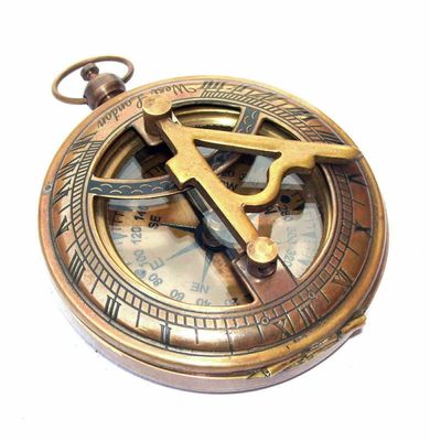 Antique Brass Sundial Compass Push Button Compass Handmade Marine Pocket Compass Nautical Brass Sundial Antique Compass Handmade Marine Pocket Compass Decor by ALLORY TECH