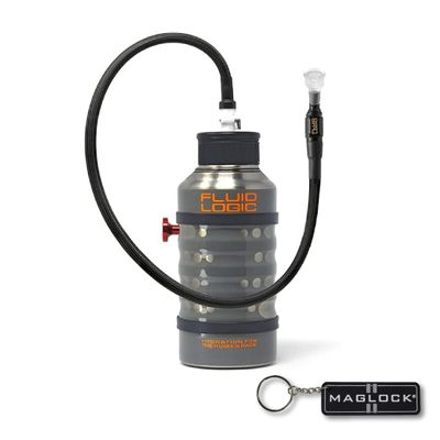 FLUIDLOGIC Wave Stainless Steel Hydration Bottle w/Quick Release Universal Rollbar Mount & Hardware For UTV, SxS and Other Offroad Vehicles (64oz) with Keychain