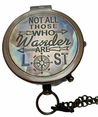 Antique Brass Compass with Chain Push Button Compass Handmade Marine Pocket Compass Nautical Brass Antique Compass Handmade Marine Pocket Compass Decor by ALLORY TECH