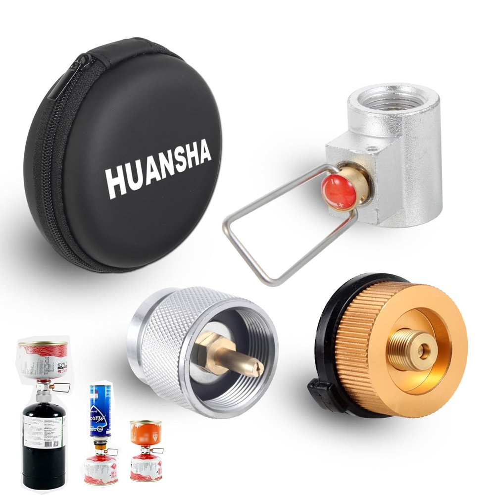 HUANSHA 3-Piece Propane/Isobutane/Butane Refill Adapter Set - Camping Backpacking Stove Refill Adapter Valve for 1LB Propane/Butane Gas Tank