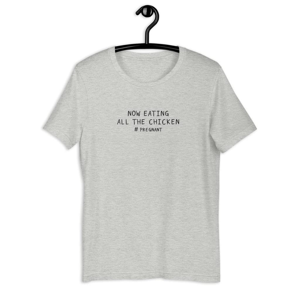 Pregnancy Announcement Eating Chicken Nuggets for Two Short-Sleeve Unisex T-Shirt, Chicken Lover Pregnancy Announcement Shirt Athletic Heather