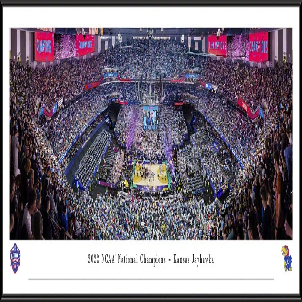 Kansas Jayhawks, 2022 NCAA National Basketball Champions - 40.25x13.75-inch Standard Framed Print by Blakeway Panoramas